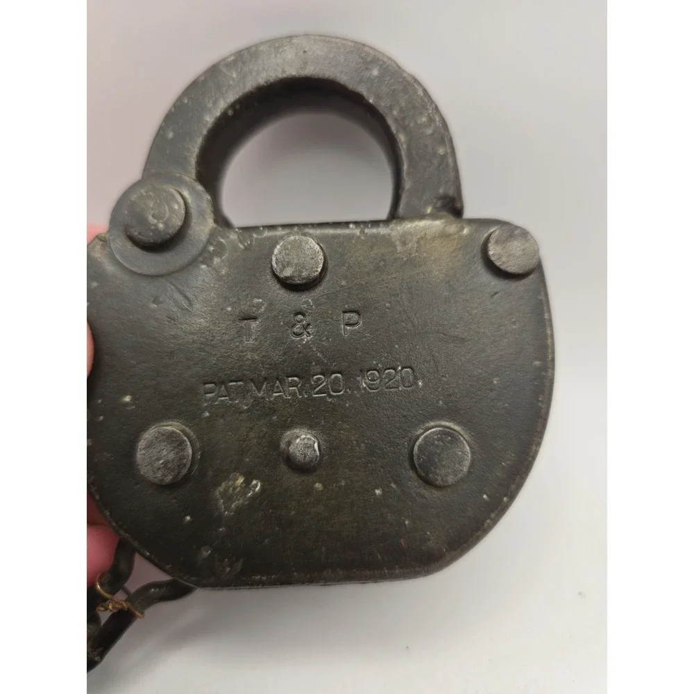 Vintage Adlake Railroad Lock with Chain T&P Pat Mar 20, 1920 No Key Included